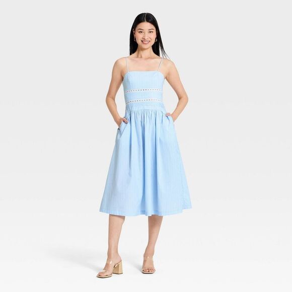A New Day Dresses & Skirts - Women's Lace Trim Midi Dress - A New Day Light Blue S